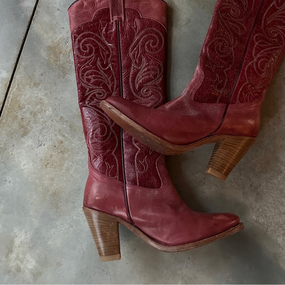 Frye Women's Red Heeled Boots - Picture 8 of 10